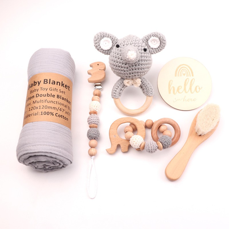 Handmade Gift Set Supplier - Crochet Wooden Teething Swaddle Box