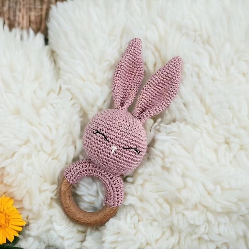 Teething Toys Manufacturer - Crochet Wooden Ring DIY Chew Rattle