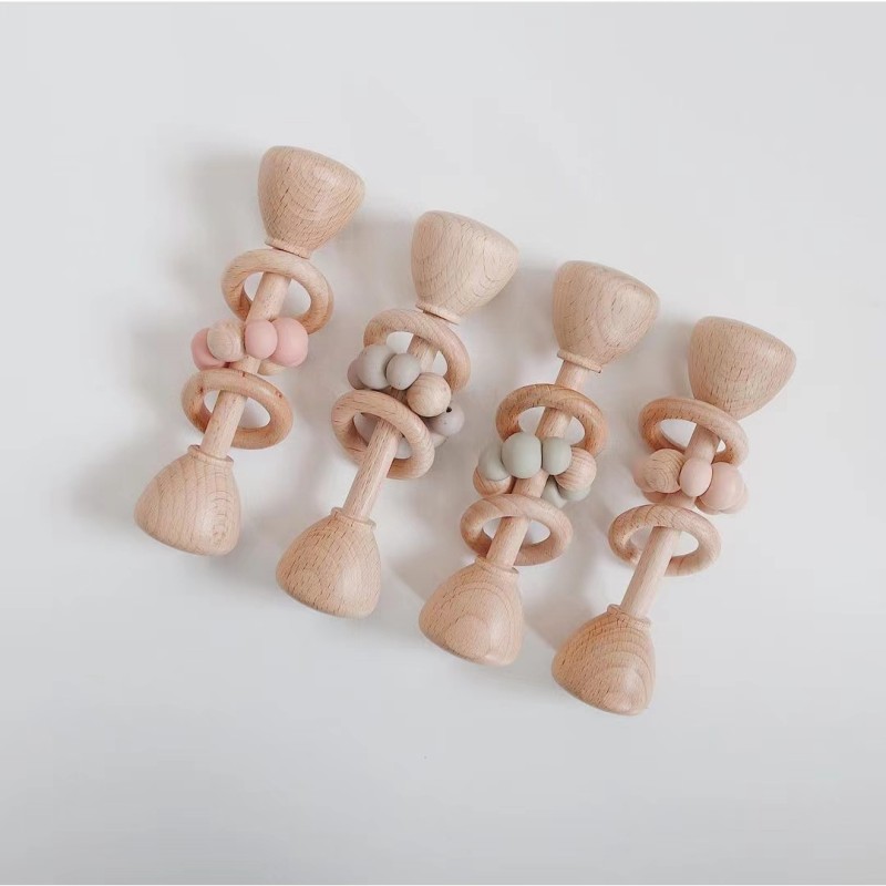 Montessori Toy Factory - Natural Wooden Grasping Teething Rattles