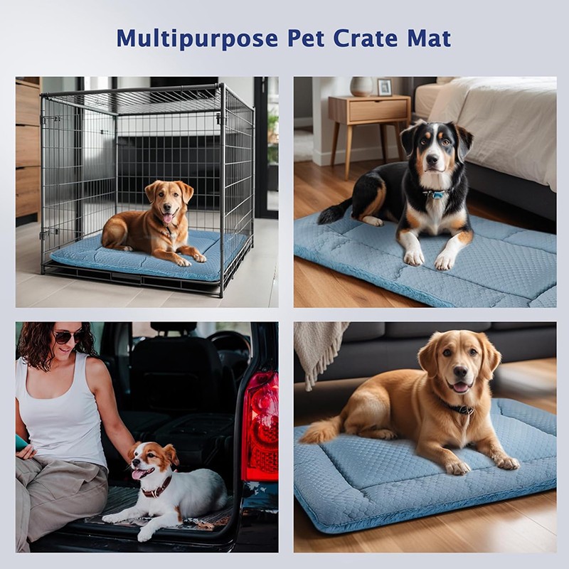 Dog Crate Mat Factory - Reversible Blue Cooling