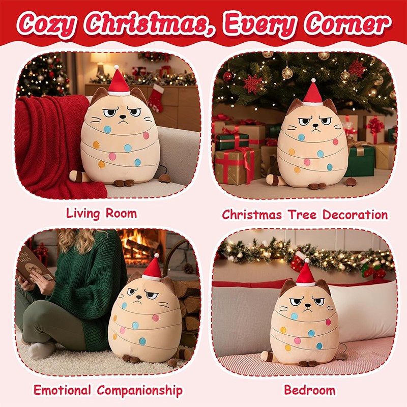 Cat Plush Toy Manufacturer - Funny Xmas Pillow Custom