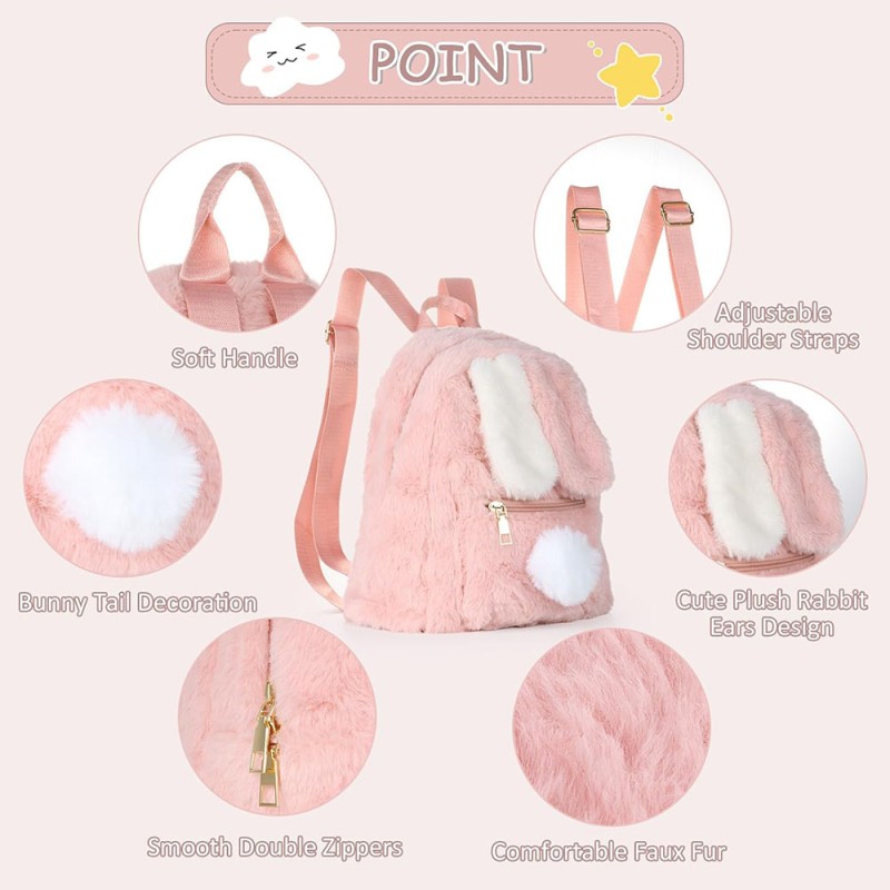 Rabbit Backpack Factory - Pink Ears Fuzzy