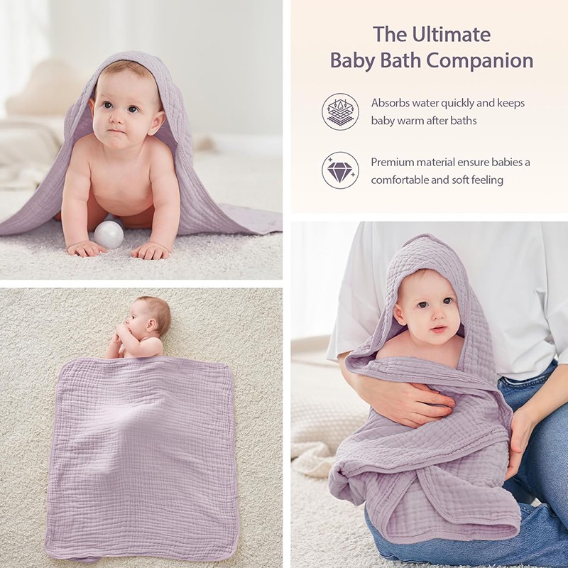 Muslin Towel Factory - Lavender Hooded Fast Drying