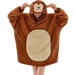 Hoodie Blanket Supplier - Monkey Pattern Flannel