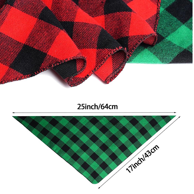 Dog Bandana Supplier - Christmas Plaid Triangle