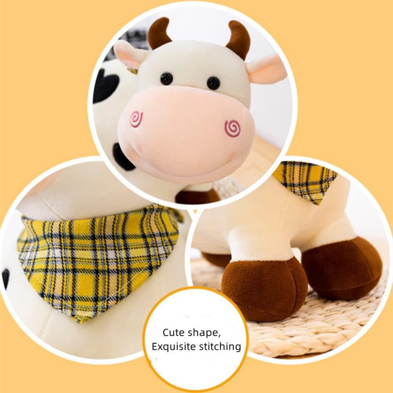 Cow Plush Toy Supplier - Round Face Embroidery