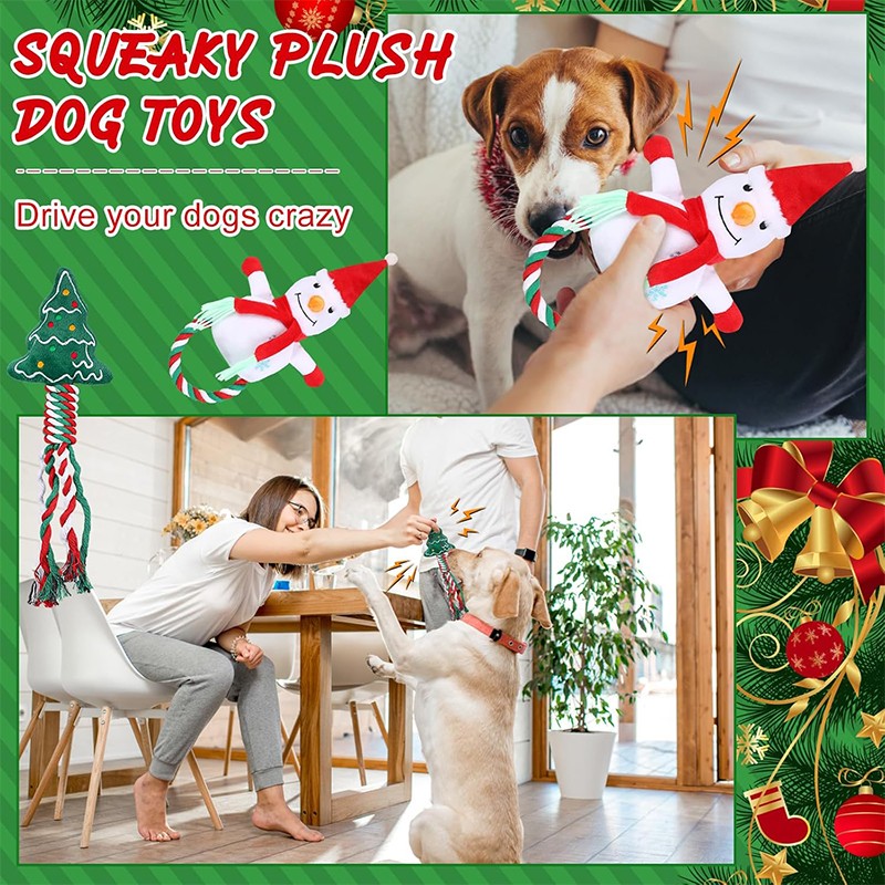 Plush Dog Toy Supplier - Christmas Squeaky Rope
