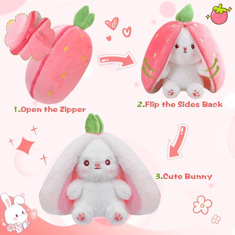 Easter Toy Factory - In Stock Strawberry Bunny Carrot Plush