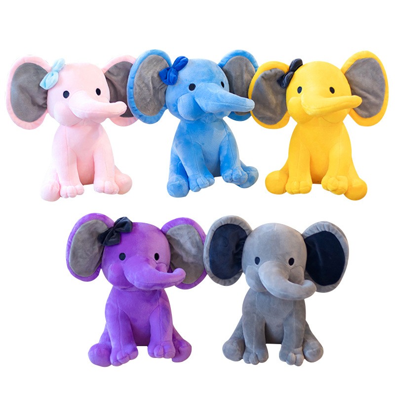 Elephant Plush Manufacturer - Colorful Pink Gray Custom Text Big Ears