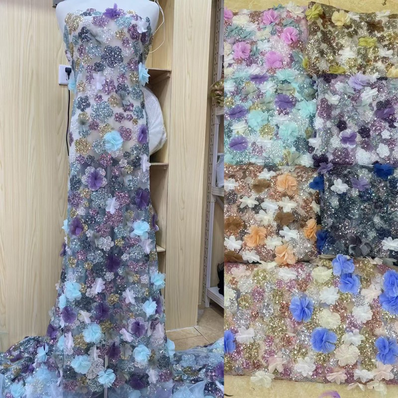 Net Lace Fabric Supplier - Wholesale Dubai Feather 3D