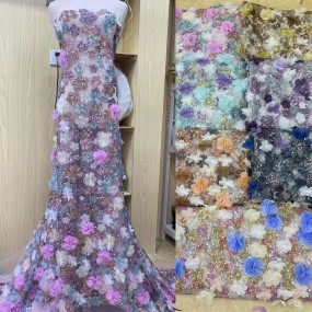 Net Lace Fabric Supplier - Wholesale Dubai Feather 3D