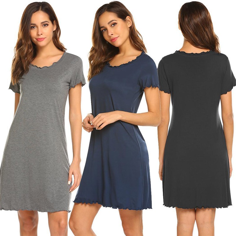 Women Nightgown Manufacturer - Long-sleeved Shirt Button-open