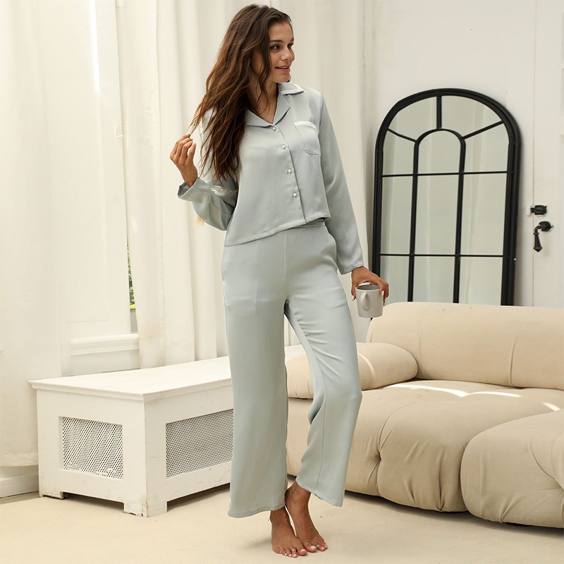 Home Wear Supplier - Printed Lace V-neck Long