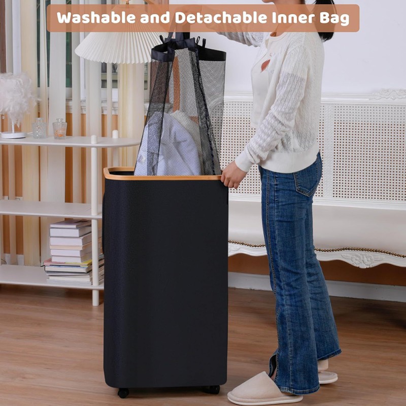 Laundry Hamper Supplier - 100L Collapsible Wheels