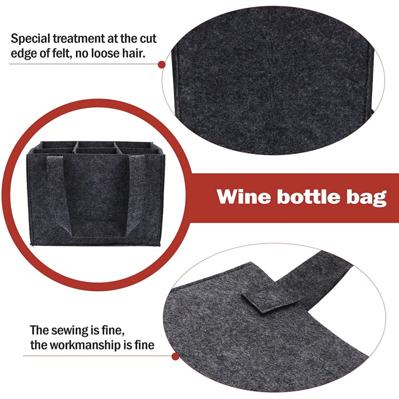 Wine Carrier Supplier - 6 Bottle Felt Tote