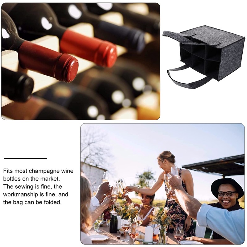 Wine Carrier Supplier - 6 Bottle Felt Tote