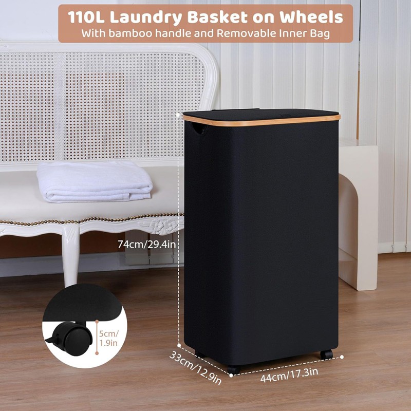 Laundry Hamper Supplier - 100L Collapsible Wheels