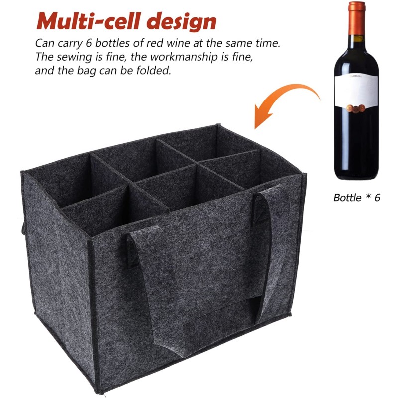 Wine Carrier Supplier - 6 Bottle Felt Tote