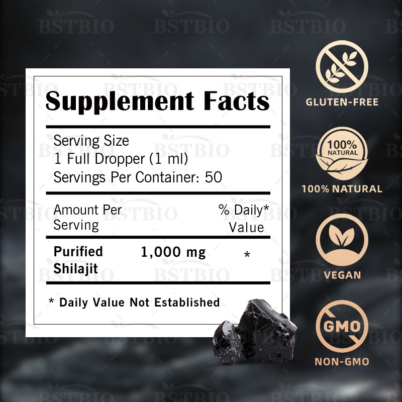 BSTBIO OEM/ODM 100% Pure Natural Himalayan Shilajit Dry Drops