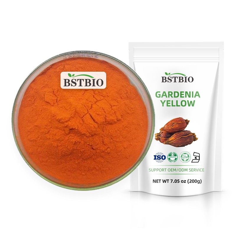 BSTBIO Natural Pigment Gardenia Jasminoides Ellis Extract E30 E60 Gardenia Yellow Powder