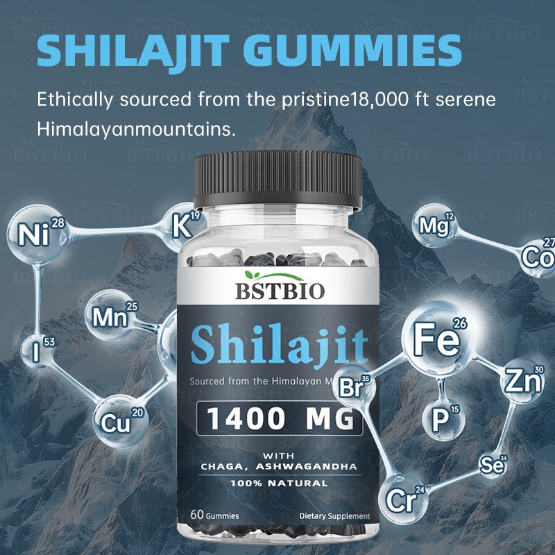 BSTBIO OEM/ODM Natural Himalayan Shilajit Extract 60gummies/Bottle Shilajit Gummies