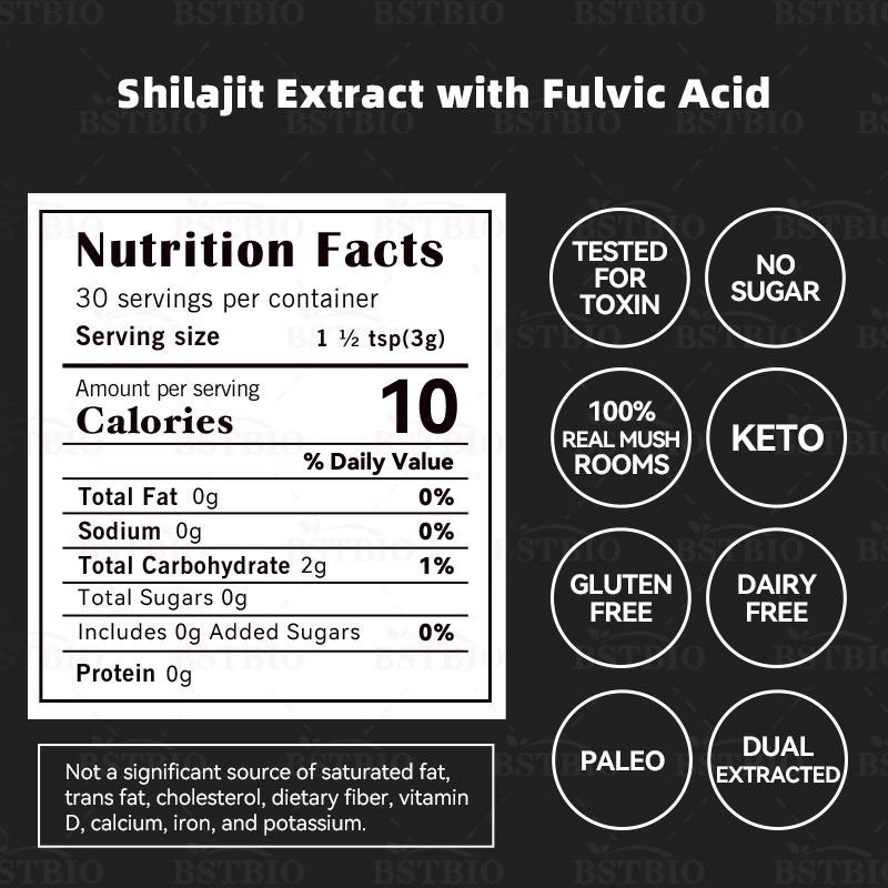 BSTBIO OEM/OEM Pure Himalayan Shilajit Extract Powder 100g/200g/Bag Shilajit Coffee