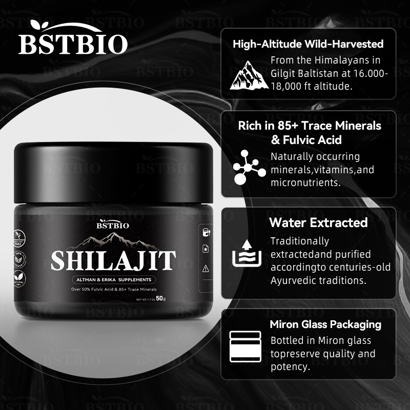 BSTBIO Private Label 100% Pure Himalayan Extract Energy Drink 30g/50g/Bottle Shilajit Resin