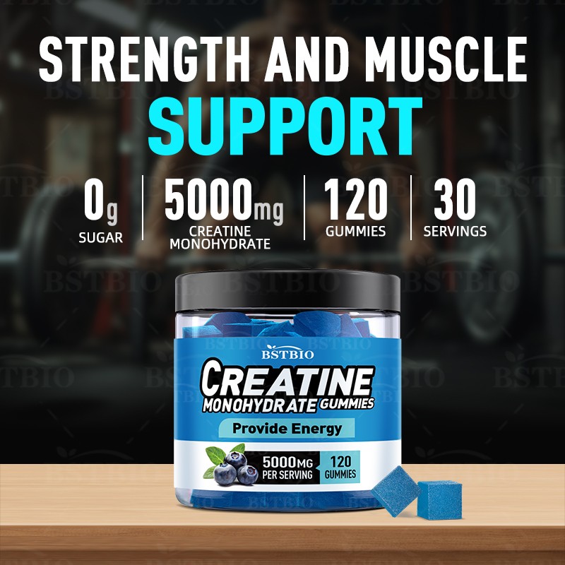 BSTBIO Pre Workout Creatine Monohydrate Supplements 5000mg/120gummies/Bottle Creatine Gummies