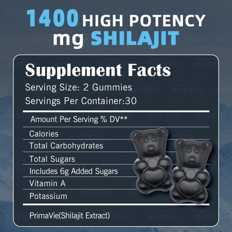 BSTBIO OEM/ODM Natural Himalayan Shilajit Extract 60gummies/Bottle Shilajit Gummies