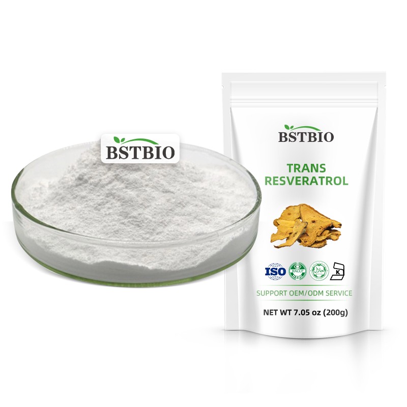 BSTBIO Supplement CAS 501-36-0 Trans-Resveratrol 98% 99% Trans Resveratrol Powder