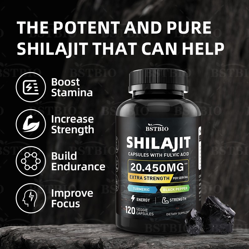 BSTBIO OEM Natural Himalayan Shilajit Resin Extract 120capsules/Bottle Shilajit Capsules