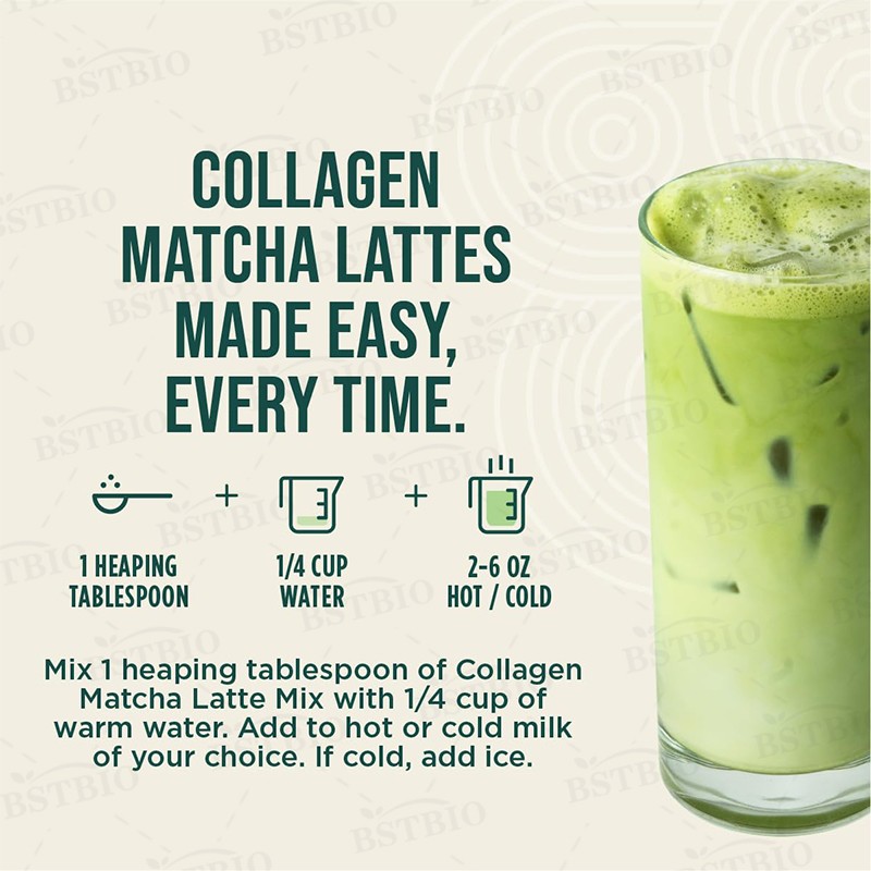 BSTBIO OEM Packaging Monkfruit Sweetened Green Tea Latte Powder with Matcha Collagen