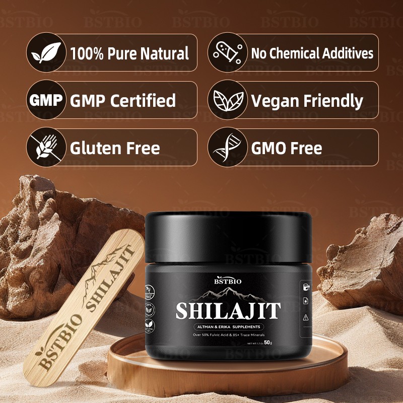 BSTBIO Private Label Packaging Boxes Himalayan Shilajit Extract 30g 50g Shilajit Resin