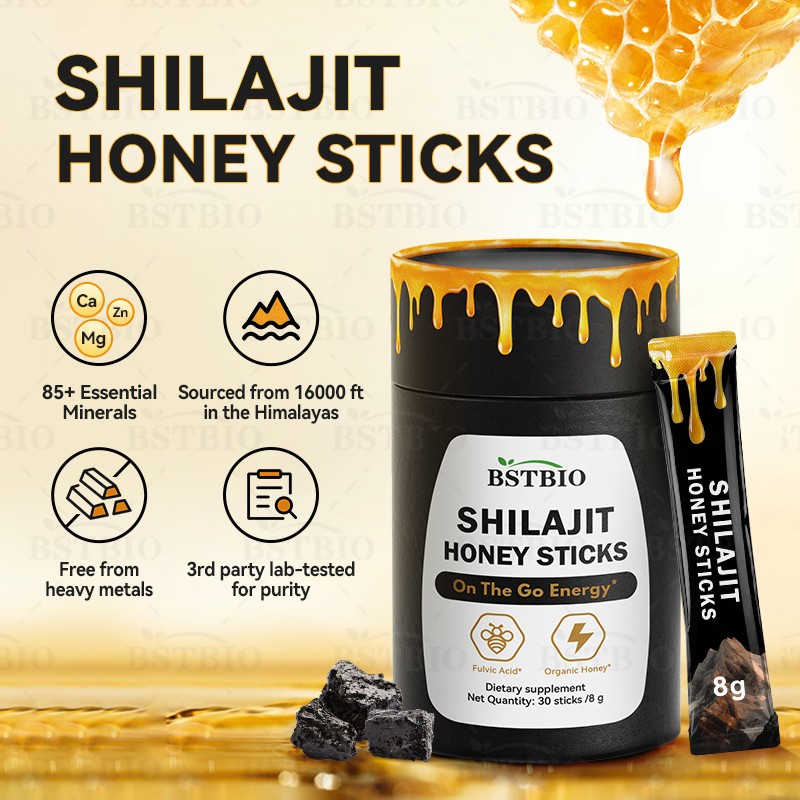 BSTBIO OEM/ODM Packaging Himalayan Shilajit Resin with Honey 30sticks/Box Shilajit Honey Sticks