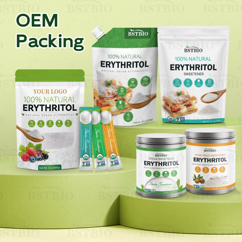 Wholesale 25kg 50kg Bag Organic Sucralose Stevia Monk Fruit Erythritol Powder Blend Sweetener Bulk Cheap Price Sugar Erythritol
