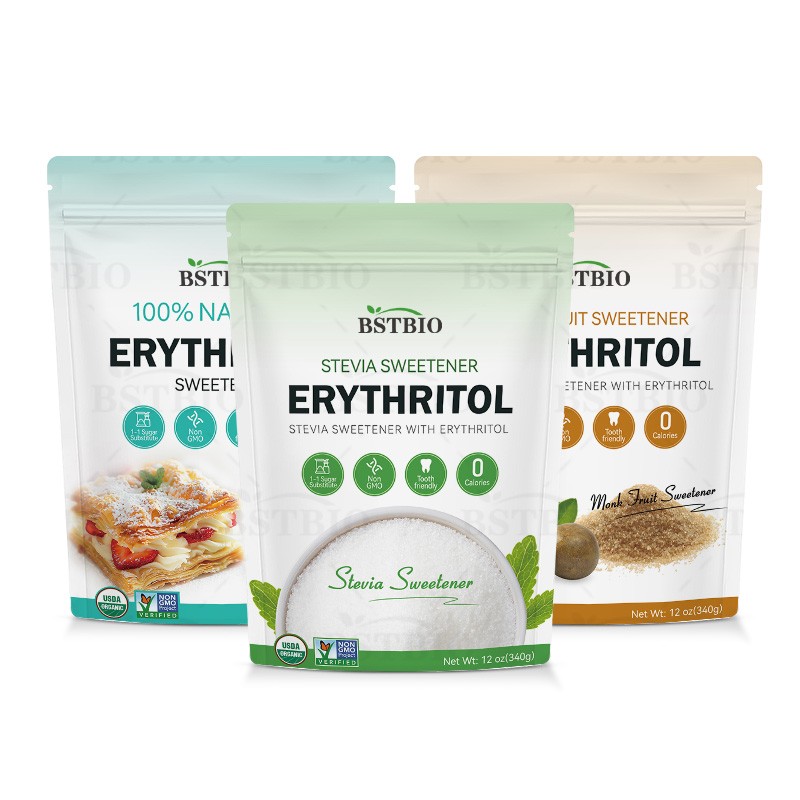 Wholesale 25kg 50kg Bag Organic Sucralose Stevia Monk Fruit Erythritol Powder Blend Sweetener Bulk Cheap Price Sugar Erythritol
