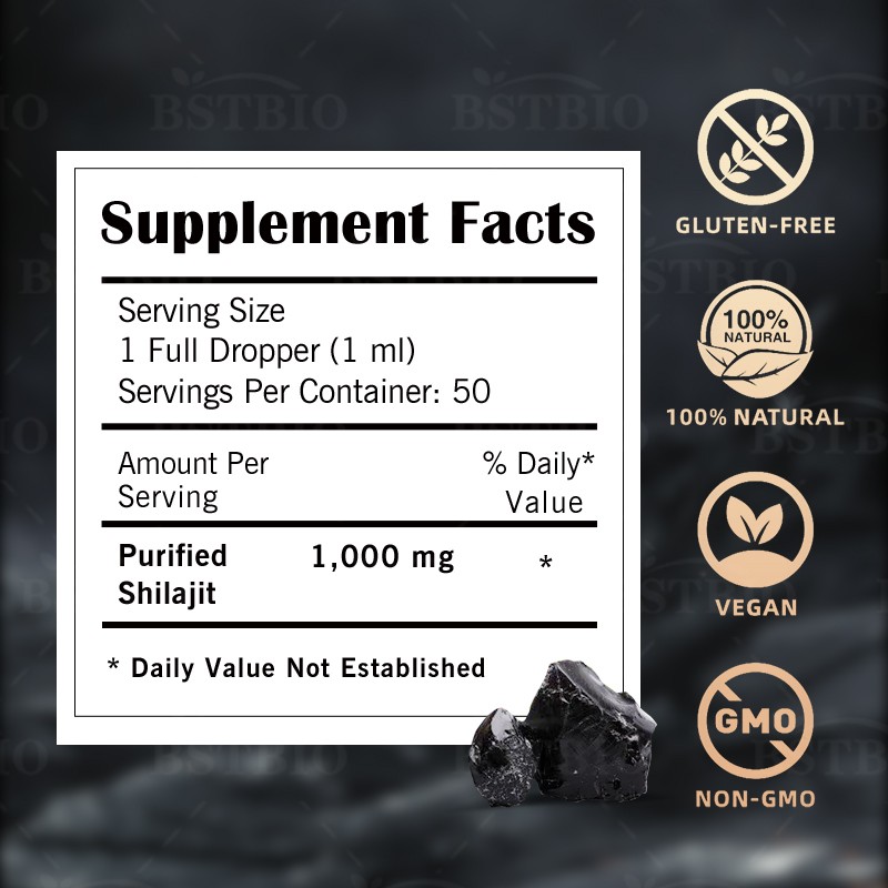 BSTBIO Supplements Himalayan Shilajit Dry Drops 30ml/50ml/60ml Shilajit Liquid Drops