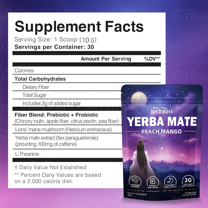 BSTBIO 3-in-1 Peach Mango Flavor Yerba Mate Extract Instant Tea Yerba Mate Powder