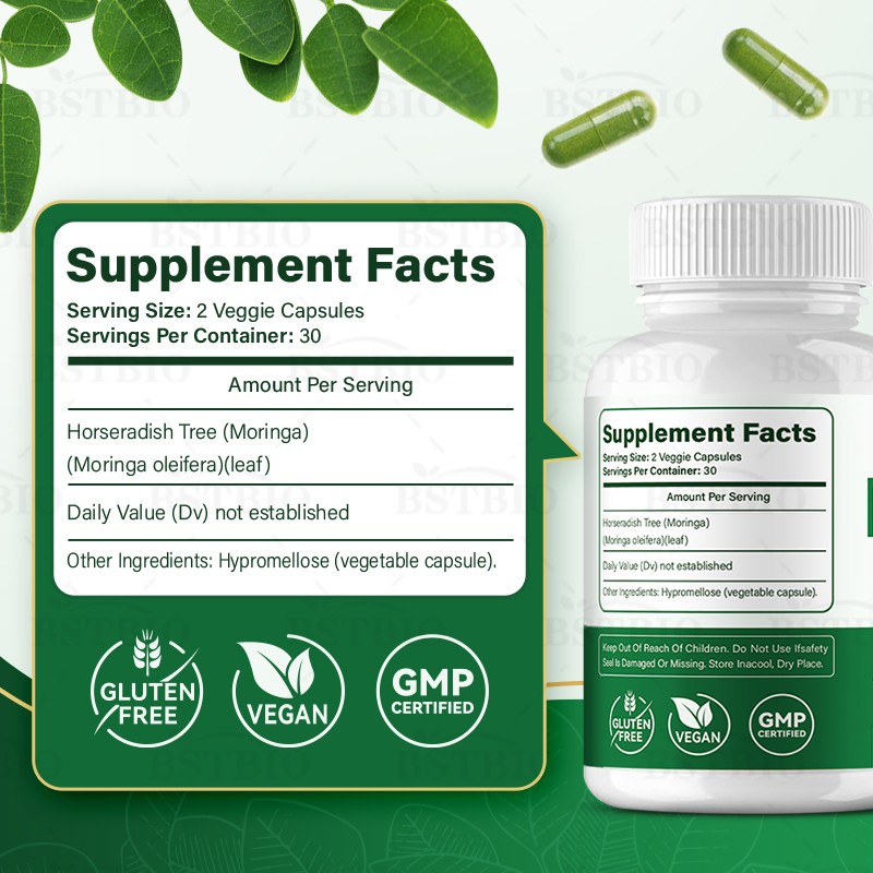 BSTBIO OEM Herbal Supplements Moringa Oleifera Leaf Extract Organic Moringa Capsules