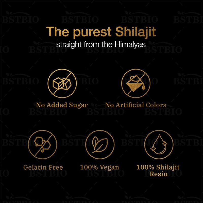 BSTBIO Pure Himalayan Shilajit with Ashwagandha 3000mg 60gummies Shilajit Gold Gummies