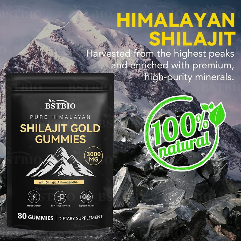 BSTBIO Private Label Bag Pure Himalayan Shilajit Ashwagandha 3000mg Shilajit Gold Gummies