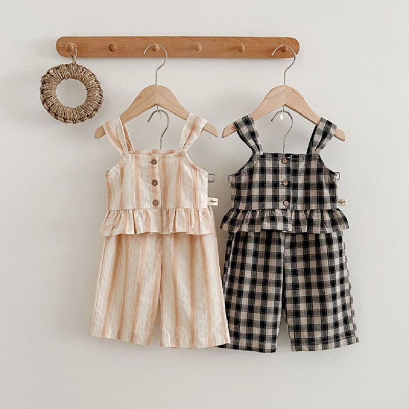 Baby Clothing Factory - Summer Plaid Vest Set