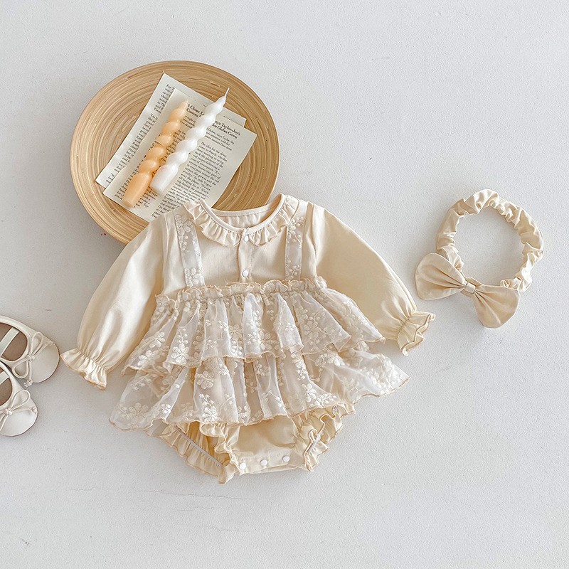 Baby Romper Supplier - Mesh Ruffled Trim Triangle