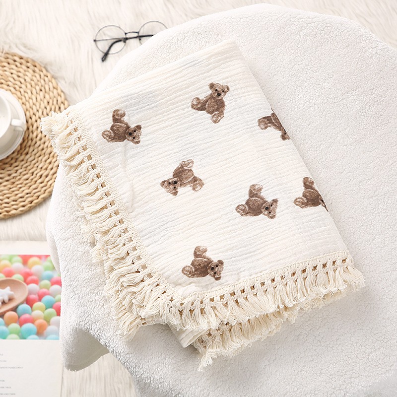Baby Blanket Supplier - Tassel Muslin Embroidery