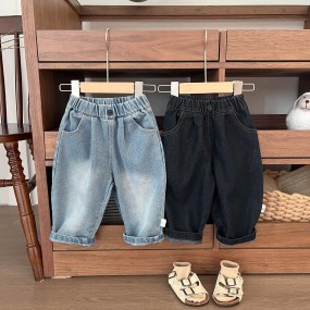 Baby Pants Supplier - Straight Leg Washed Denim