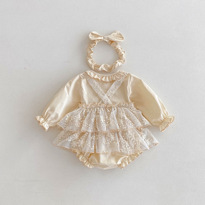 Baby Romper Supplier - Mesh Ruffled Trim Triangle