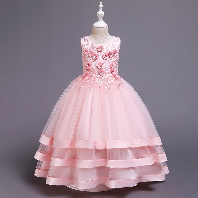 Princess Dress Supplier - Disk Flower Satin Stripe