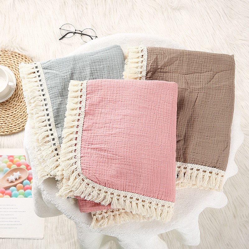 Baby Blanket Supplier - Tassel Muslin Embroidery