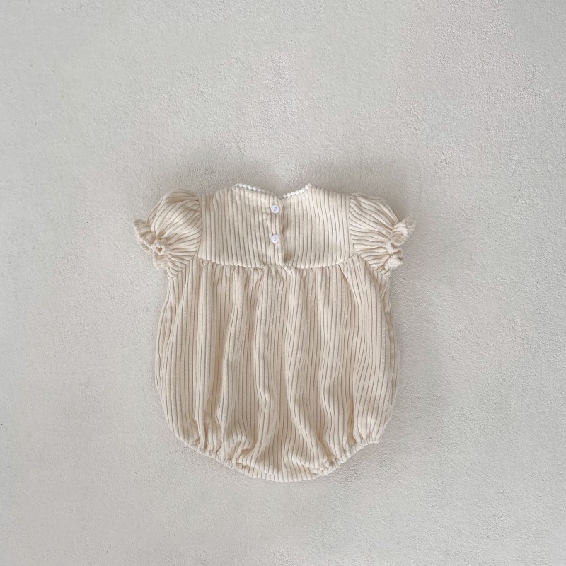 Baby Romper Supplier - Embroidered Flower Corduroy