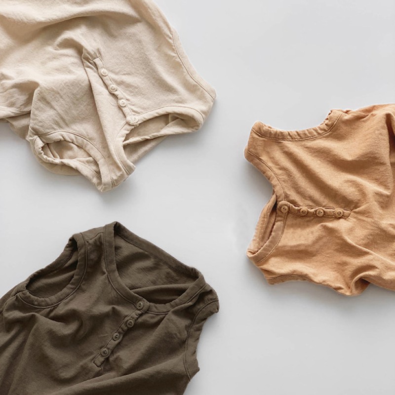 Children T-Shirt Supplier - Korean Button Sleeveless